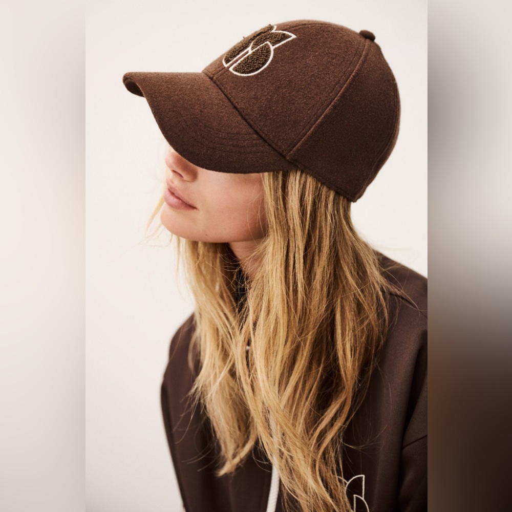 🧢🤎Authentic Ba&sh Embroidered Baseball Cap Hugo Brown - OS - BNWT 🐻